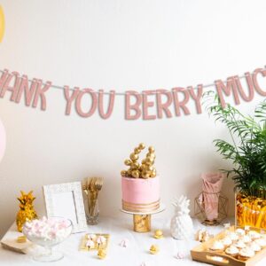 Thank You Berry Much Banner, Strawberry Themed Bachelorette Wedding Bridal Shower Party Decorations, Thanksgiving Day Decoration, Fruit Birthday Baby Shower Party Supplies Rose Gold Red