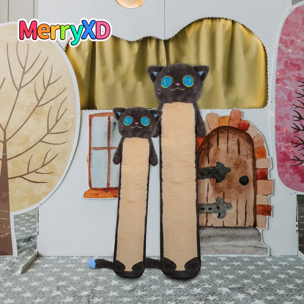 MerryXD Long Cat Plush Kawaii Body Pillow, 44” Cute Black Cat Stuffed Animals Soft Plushies, Big Eyes Kitten Plush Toys Throw Pillow Doll Gift for Girlfriend,Birthday,Christmas,Halloween