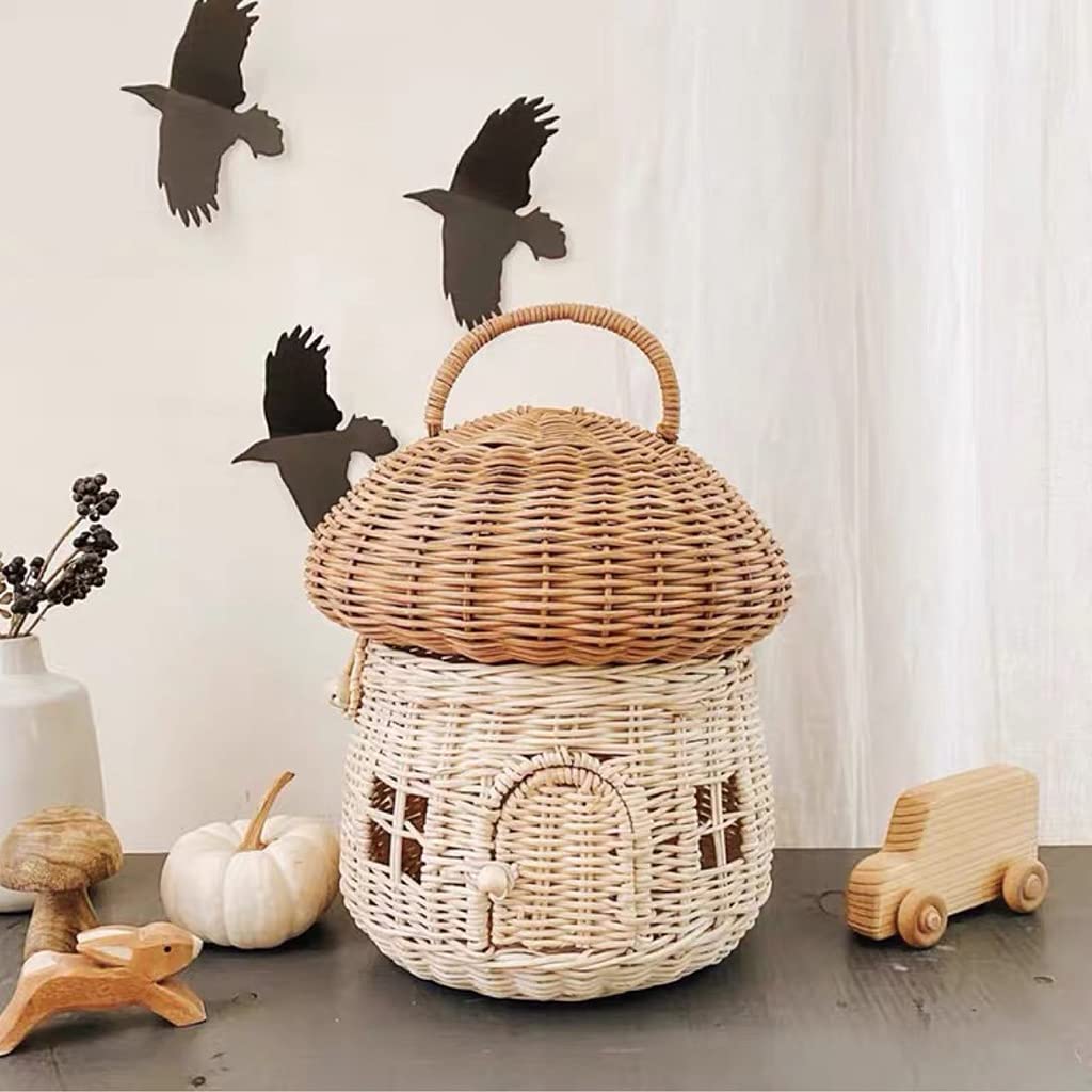 yungluner for Creative Woven Bags Made by Rattan Durable Strong Not Easy to Break Attractive Shape Decoration to Improve Popularit Rattan Storage Baskets with Lid Organizer