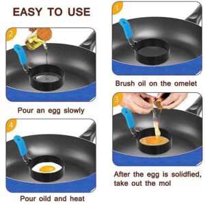 1-6 Pcs Non Stick Egg Frying Rings Perfect Circle Round Fried/Poach Mould Pancake (4 Pcs Ring Molds)