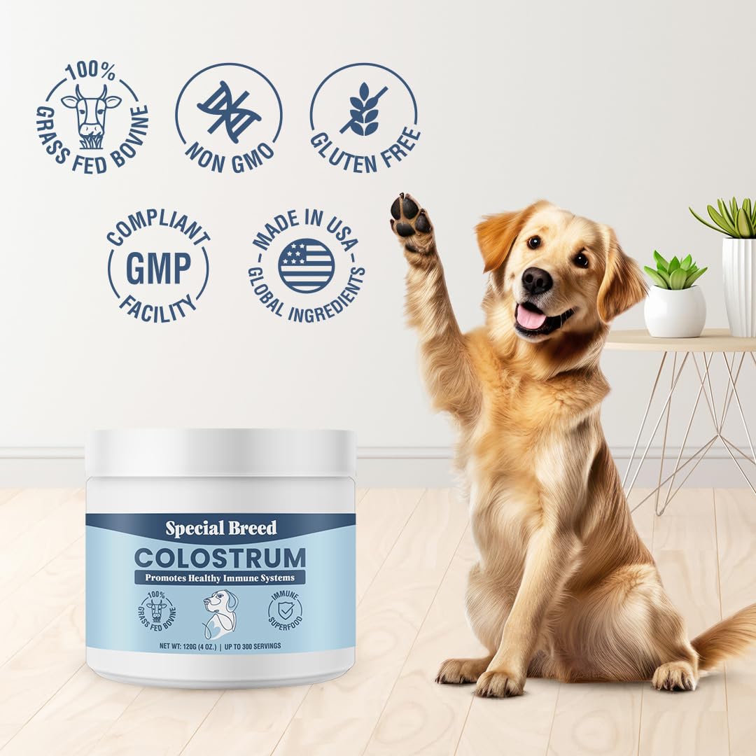 Special Breed Bovine Colostrum for Dogs and Cats, Immune Support Supplement for Allergy and Itch Relief, Grass Fed Colostrum Powder (120 Grams)