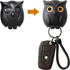 Owl Key Holder, Night Owl Key Holder, Magnetic Owl Key Holder, Owl Key Chain Holder, Key Chain Ring Holder for Wall, Automatic Open Close Eyes Keychain Hooks Holder Magnetic Wall Mount Owl (C1PCS)