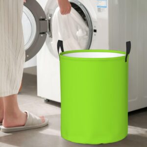 Green Yellow Lime Laundry Basket Waterproof Foldable Laundry Hamper with Durable Handle Circular Dirty Clothes Storage Basket for Living Room Bedroom Bathroom