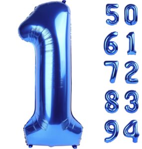 40 inch navy blue 1 balloon for first birthday, blue one 1st number balloon birthday decorations for man, 10th 21st, giant number 1 balloon