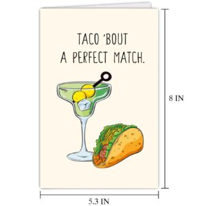 Funny Wedding Shower Card for Bride and Groom, Humorous Pun Wedding Card for Friends, Congrats Engagement Card, Taco 'Bout A Perfect Match