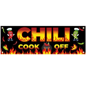 chili cook off banner decorations, 71x24 inch fabric chili banner sign, chili cook off supplies, mexican fiesta chili cooking party supplies (180 x 60 cm)