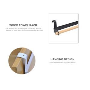 IUPPA Wood Bath Towel Rack Kitchen Storage Over Cabinet Towel Bar Bathroom Shelves on Inside or Outside of Doors Towel Holder Rustproof Iron Towel Shelf