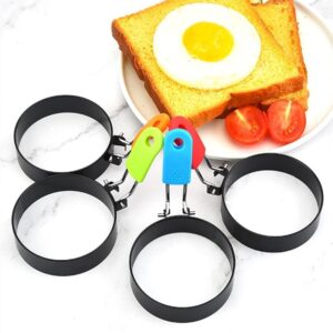 1-6 Pcs Non Stick Egg Frying Rings Perfect Circle Round Fried/Poach Mould Pancake (4 Pcs Ring Molds)