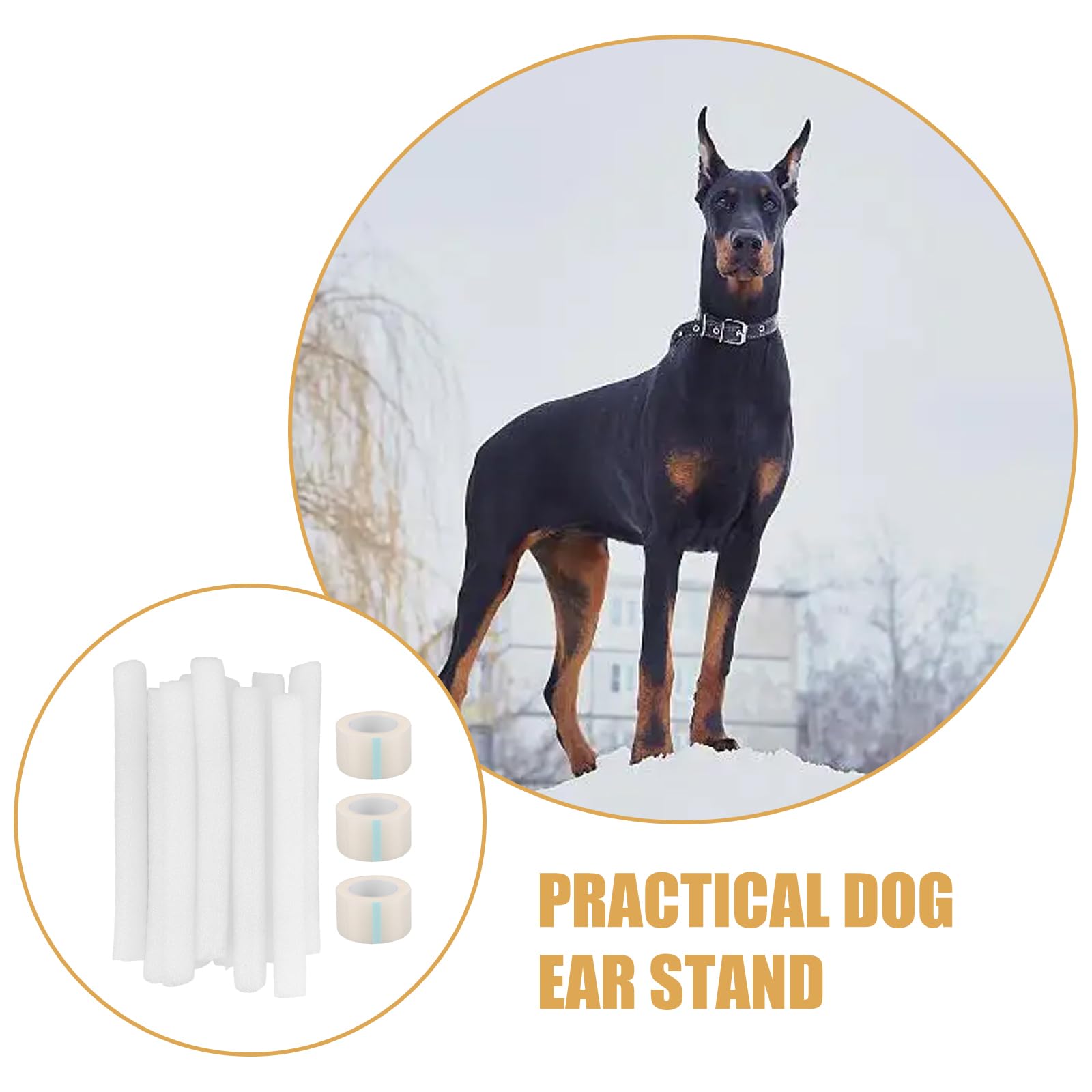 POPETPOP 10 pcs Doberman Dog Ear Posting Kit, Dog Ear Stand Up Support Tool, Dog Ear Fixed Correction Vertical Holder, Dog Ear Tape for Doberman Pinscher Dog