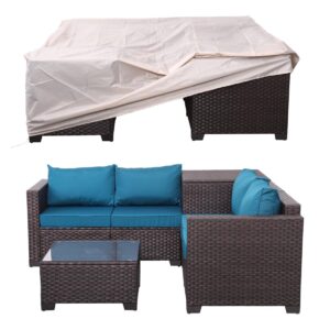 Patio Furniture Covers Outdoor Furniture Covers for Patio Furniture Waterproof Patio Set Cover fit for Patio Sectional Sofa Set Outdoor Dining Set, Khaki (83 x 83 x 28)