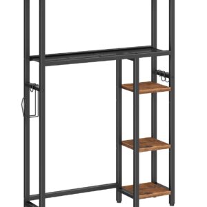 HOOBRO Over The Toilet Storage, 5-Tier Industrial Bathroom Organizer, Bathroom Space Saver with Toilet Paper Holder, Toilet Storage Rack, Small Spaces, Rustic Brown and Black BF84TS01