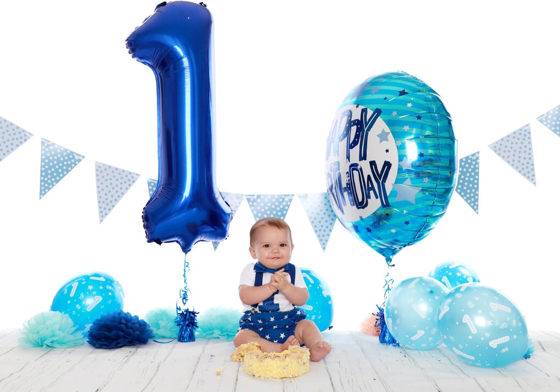 40 Inch Navy Blue 1 Balloon for First Birthday, Blue One 1st Number Balloon Birthday Decorations for Man, 10th 21st, Giant Number 1 Balloon