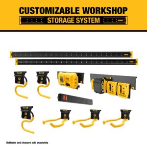 DEWALT Tool Organizer, Wall Mount, Kit for Lawn & Garden Tools, Includes Hooks, 2 Metal Rails, Charger Mount and Magnetic Power Strip, DEWALT Workshop Storage System Compatible (DWST82826)