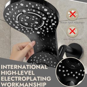 Shower Heads With Handheld Spray Combo, High Pressure 2 IN 1 Rainfall Shower Head with 9 Spray Modes, Anti-leak Shower Faucet with 72'' Stainless Steel Hose & Magnetic Hand Held Shower (Matte Black)