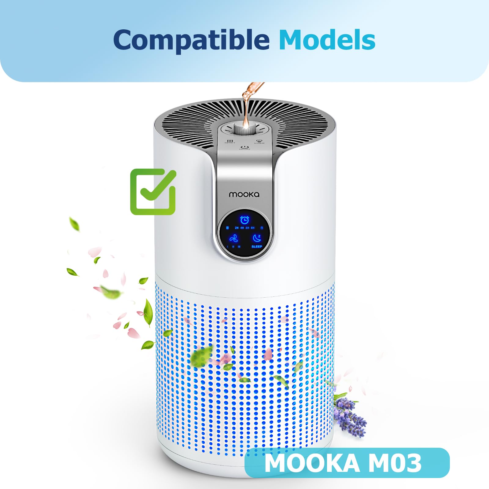 MOOKA Official Certified H13 True HEPA Replacement Filter Compatible with M03 Air Purifier (2 PACK)