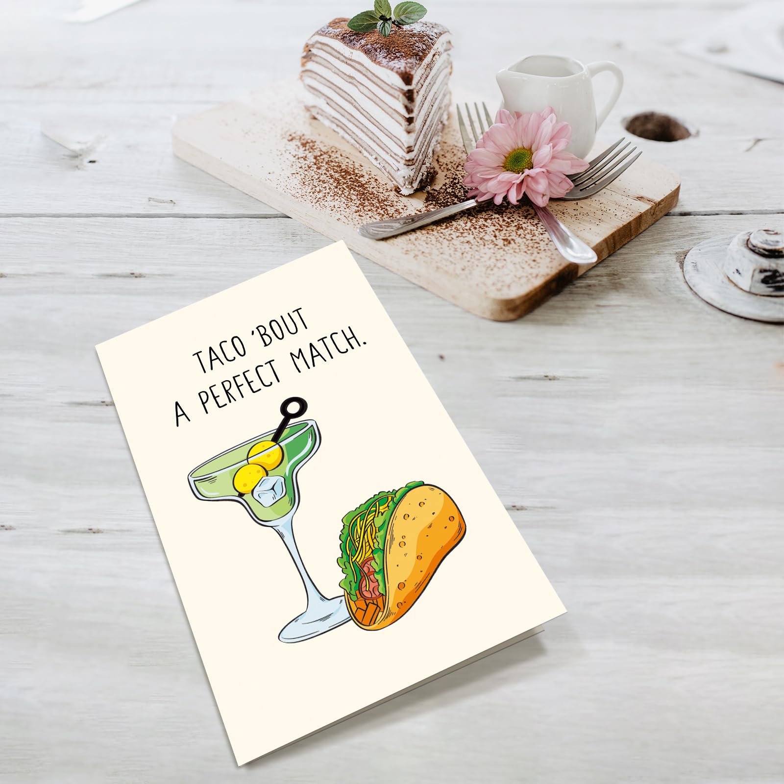 Funny Wedding Shower Card for Bride and Groom, Humorous Pun Wedding Card for Friends, Congrats Engagement Card, Taco 'Bout A Perfect Match