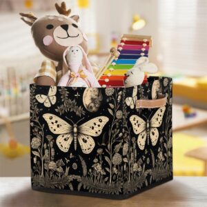 JXDXHCW 13x13 Inch Storage Basket Bin Butterfly Leaves Gothic Print Polyester Cloth Storage Cube Box Toys Clothes Towels Organizer for Kids Room Bedroom Shelves Pantry