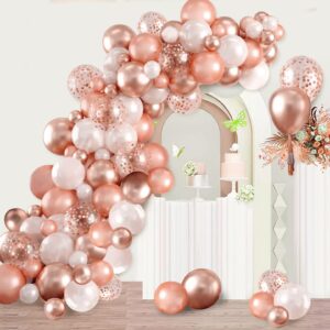 140PCS Rose Gold Garland Balloons Rose Gold Chrome Ballons Arch Kit with Confetti Balloon for Baby Shower Birthday Wedding Bachelorette Party Decor