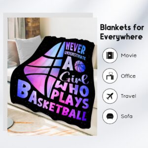 Basketball Blanket for Girls, Basketball Gifts for Girls Basketball Lovers, Sport Throw Blankets for Team Daughter & Her, Girls Basketball Gifts for Couch Sofa Home Decor (40x50 Inch)