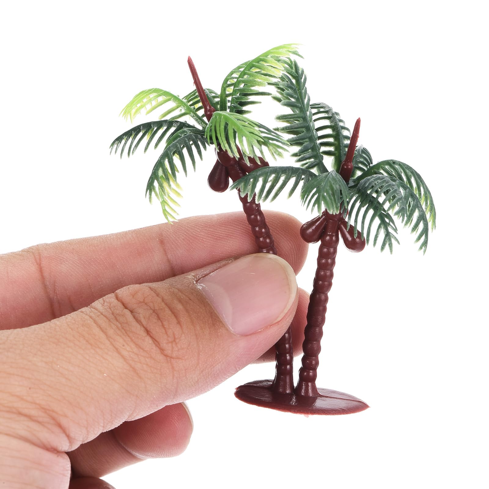 PATIKIL 2.8" Miniature Plastic Coconut Palm Tree, 12 Pack Mini Tree Decor Micro Plant Model for DIY Beach Landscape Prop Decoration, Green