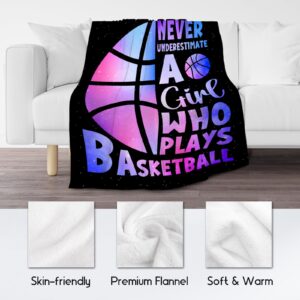 Basketball Blanket for Girls, Basketball Gifts for Girls Basketball Lovers, Sport Throw Blankets for Team Daughter & Her, Girls Basketball Gifts for Couch Sofa Home Decor (40x50 Inch)