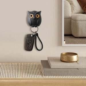 Owl Key Holder, Night Owl Key Holder, Magnetic Owl Key Holder, Owl Key Chain Holder, Key Chain Ring Holder for Wall, Automatic Open Close Eyes Keychain Hooks Holder Magnetic Wall Mount Owl (C1PCS)