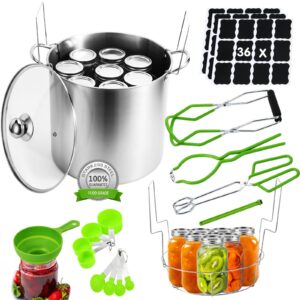 canning pot water bath canner 20quart stock pot, stainless steel canning supplies starter kit canner tools beginners canning kits accessories with rack, tongs, jar lifter, full canning set