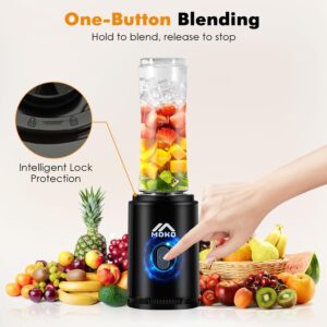 MoKo Countertop Blender for Kitchen for Smoothies/ice, Portable Blenders Personal Size with 22 OZ BPA Free Travel Cup and Lid, 6 Stainless Steel Blades for Powerful Blending, Black