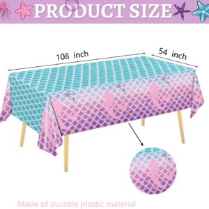 122Pcs Mermaid Birthday Party Decorations Set Mermaid Party Supplies Includes Plates, Napkin, Fork, Cup, Tablecloth, Banner for Baby Shower Ocean Birthday Party Decorations, Serves 24