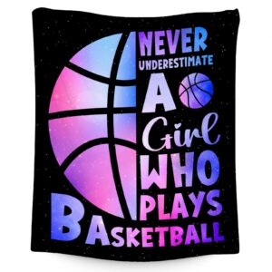 basketball blanket for girls, basketball gifts for girls basketball lovers, sport throw blankets for team daughter & her, girls basketball gifts for couch sofa home decor (40x50 inch)