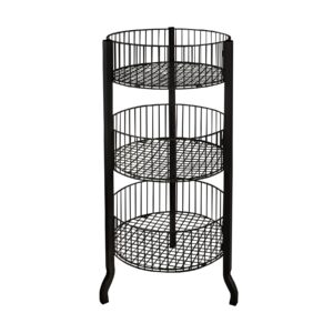 azar displays 300703-blk 3 tiered round wire dump bins, black