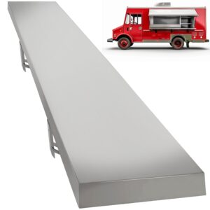 kuafu 70.8l x 11.6w folding concession window shelf stand serving wall mounted shelf for food truck restaurant bar utility room kitchen garage heavy duty stainless steel (66 lbs loading capacity)