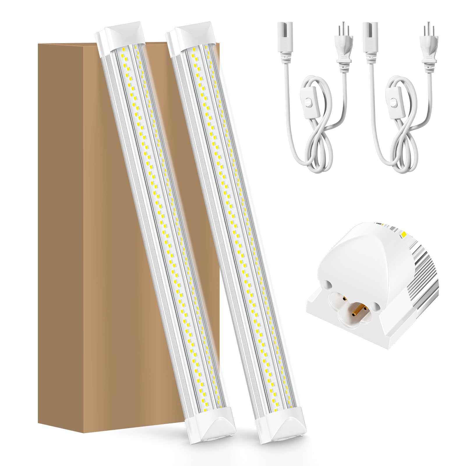 ONLYLUX LED Shop Lights, LED Tube Light 25W 6000K, Led Garage Light, Super Bright, Under Cabinet Lighting, Linkable with Plug LED Light for Workbench Workshop Basement (2 Pack)