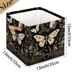 JXDXHCW 13x13 Inch Storage Basket Bin Butterfly Leaves Gothic Print Polyester Cloth Storage Cube Box Toys Clothes Towels Organizer for Kids Room Bedroom Shelves Pantry