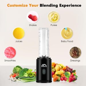 MoKo Countertop Blender for Kitchen for Smoothies/ice, Portable Blenders Personal Size with 22 OZ BPA Free Travel Cup and Lid, 6 Stainless Steel Blades for Powerful Blending, Black