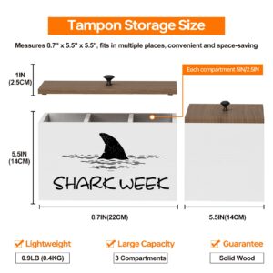 Tampon Holder for Bathroom,Tampon Storage Container,Feminine Product Organizer,Removable Organizer,Shark Week Wood Box with Lid,Tampon Organizer,Christmas Gifts for Mom and Female Friends (Black)