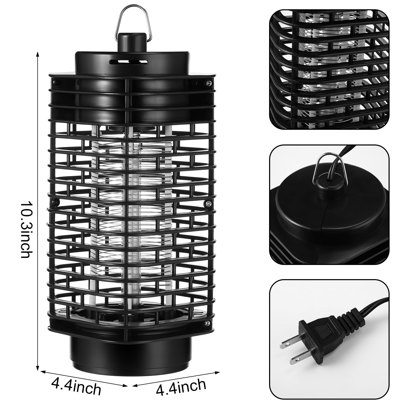 Kittmip 4 Pcs Bug Zapper Mosquito Zapper Fly Traps Indoor for Home Mosquito Repellent Outdoor Patio Insect Mosquito Trap Killer for Kitchen Backyard Garden Camping Bedroom Office Fruit, Black