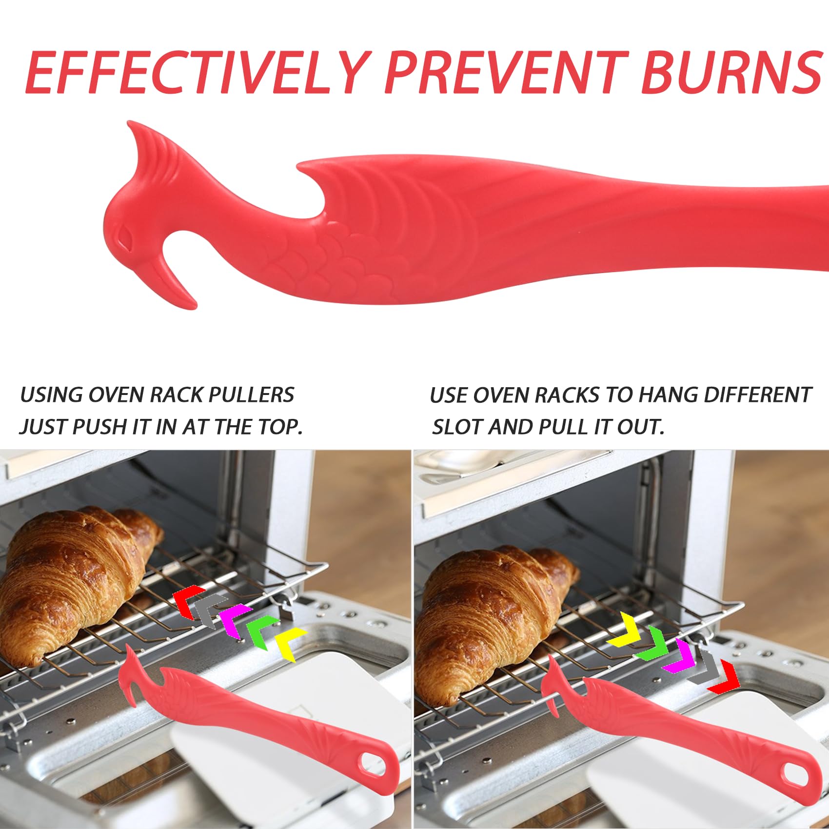 Oven Rack Push Pull Tool 2-Pack oven rack puller push pull stick tool(11 Inch), oven rack pullers with longer handle suitable for oven, toaster oven, air fryer, toaster oven