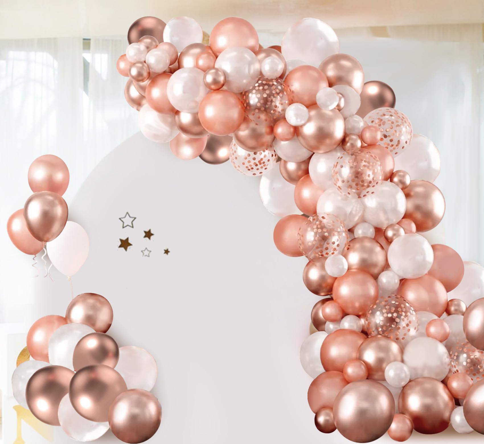 140PCS Rose Gold Garland Balloons Rose Gold Chrome Ballons Arch Kit with Confetti Balloon for Baby Shower Birthday Wedding Bachelorette Party Decor