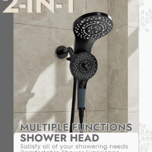 Shower Heads With Handheld Spray Combo, High Pressure 2 IN 1 Rainfall Shower Head with 9 Spray Modes, Anti-leak Shower Faucet with 72'' Stainless Steel Hose & Magnetic Hand Held Shower (Matte Black)