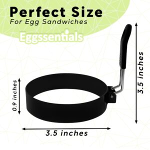 Eggssentials Egg Rings for Frying Eggs Pack of 4 Egg ring Large 3.5 - Non-Stick Pancake Mold Maker & Egg Mold for Breakfast Sandwiches.