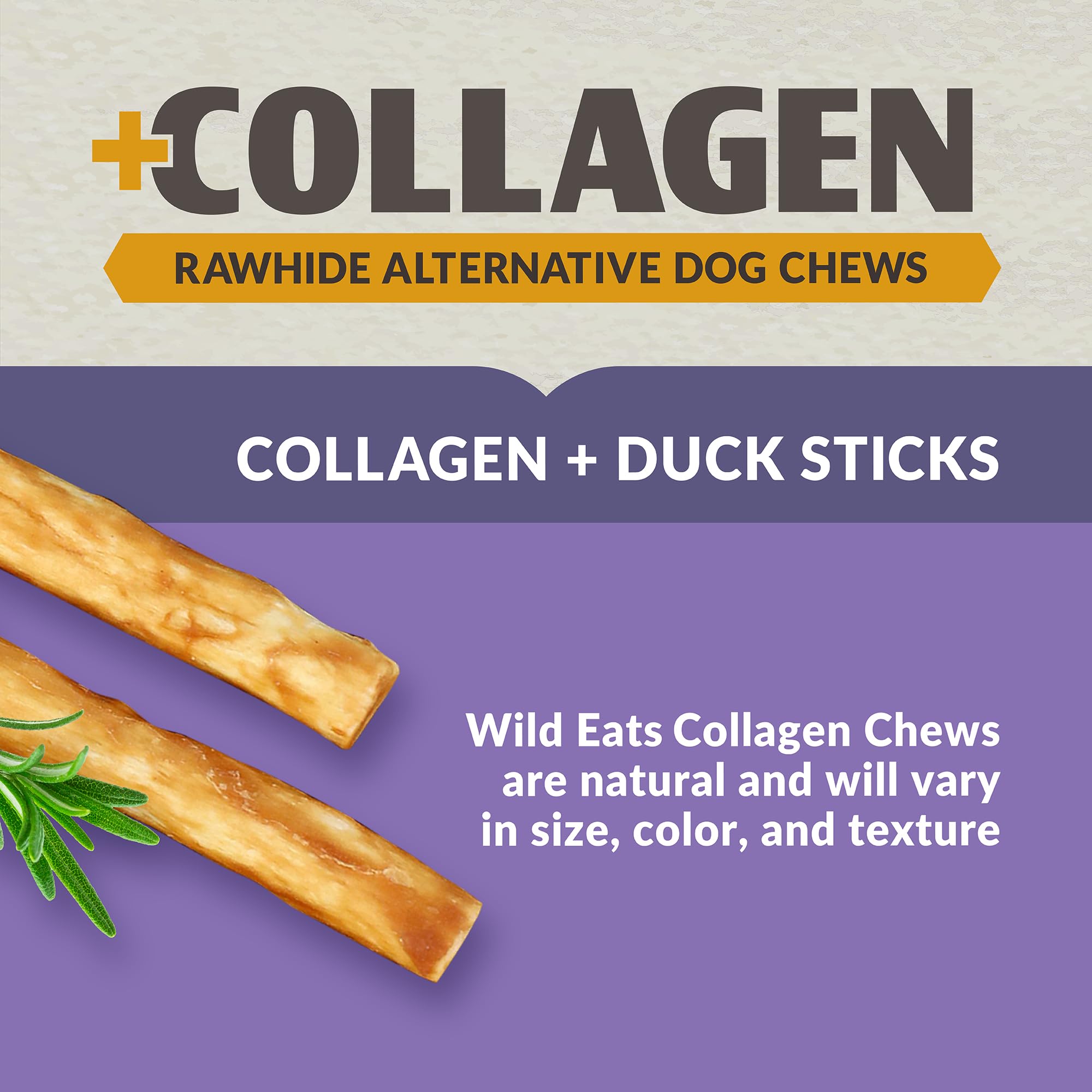 Wild Eats Real Duck Collagen Sticks for Dogs (25 Pack,5 Inch) Long Lasting Dog Chews No Hide Dog Treat Bully Stick Rawhide Free,Grain Free,High Protein