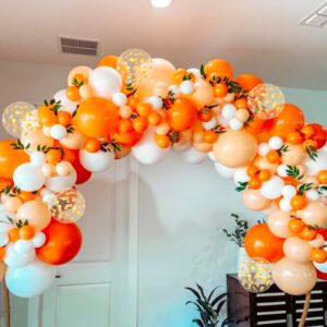 RUBFAC 154pcs Yellow Balloon Garland Different Sizes 18 12 10 5 Inches for Orange Balloons Garland Arch, Little Cutie Baby Shower Decor, Tangerine Theme Birthday Graduation Wedding Party Decorations