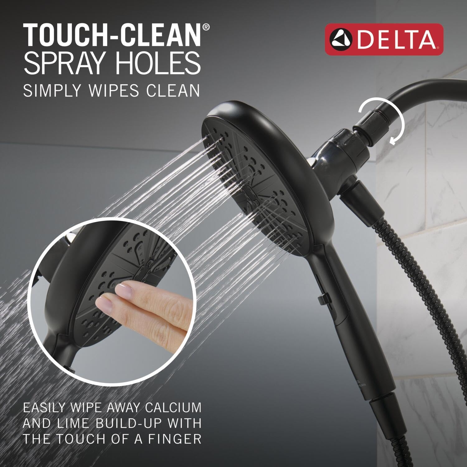 Delta Faucet Nicoli 14 Series Single-Handle Tub and Shower Trim Kit, Black Shower Faucet with 6-Spray Hand Held Shower Head with Hose, Matte Black 144749-BL-HS (Shower Valve Included)