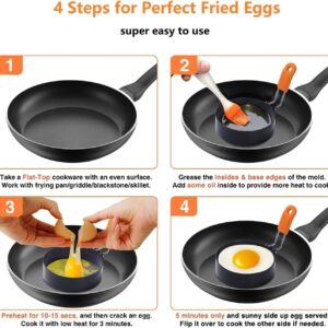 1-6 Pcs Non Stick Egg Frying Rings Perfect Circle Round Fried/Poach Mould Pancake (4 Pcs Ring Molds)