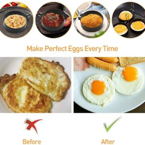 1-6 Pcs Non Stick Egg Frying Rings Perfect Circle Round Fried/Poach Mould Pancake (4 Pcs Ring Molds)