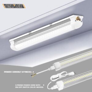 ONLYLUX LED Shop Lights, LED Tube Light 25W 6000K, Led Garage Light, Super Bright, Under Cabinet Lighting, Linkable with Plug LED Light for Workbench Workshop Basement (2 Pack)