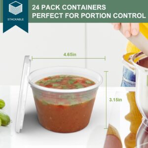 vivigu Deli Containers with Lids 16 oz [24 Set] - Food Storage Containers with Lids Freezer Safe, Soup Containers for Restaurant, BPA Free | Portion Control | Leakproof | Microwave| Washable…