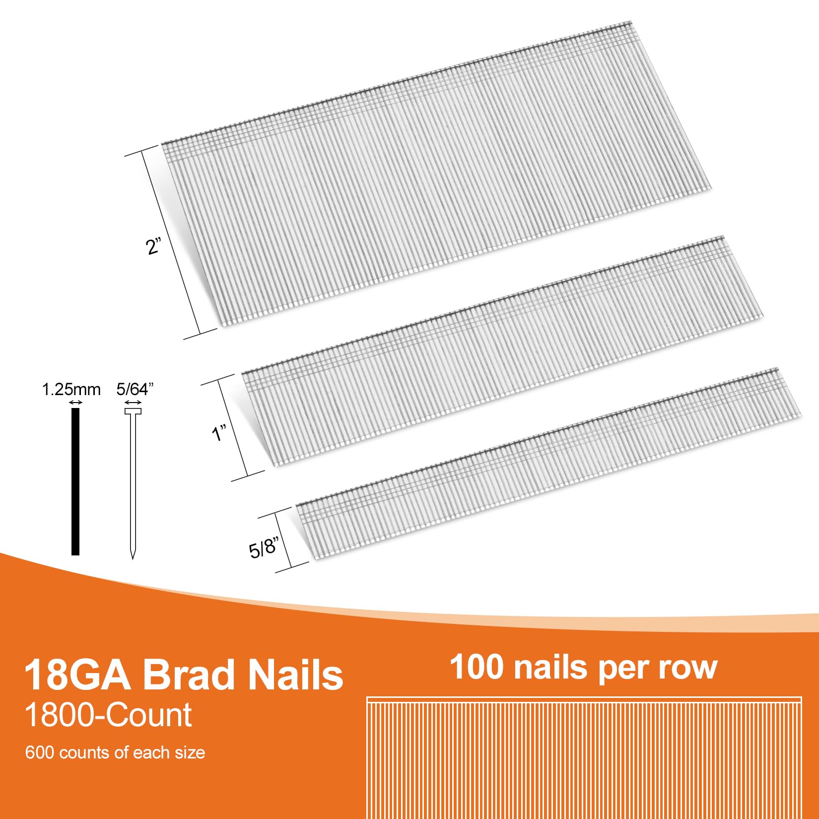 PINOZE 4200-Count 18 Gauge 1/4" Narrow Crown Staples (1-1/2" 1-1/4" 1" 3/4" 1/2") & 18GA Brad Nails (2" 1" 5/8"), Heavy Duty Galvanized Upholstery Staple for Pneumatic/Electric Stapler Gun/Brad Nailer