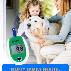 eBmonitor eBpet Blood Glucose Monitor System - Dogs and Cats Glucose Monitoring Kit 25 Blood Glucose Test Strips Lancing Device, Battery, 26 Gauge Sterile Lancets, and Carrying Case, Animal Care, Easy Switch between dogs and cats